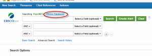 Choose Databases is located about the search boxes