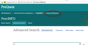 ProQuest's Change Databases is at the top of the page