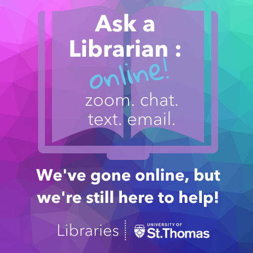 Ask a librarian online! Zoom. Chat. Text. Email. We've gone online, but we're still here to help.